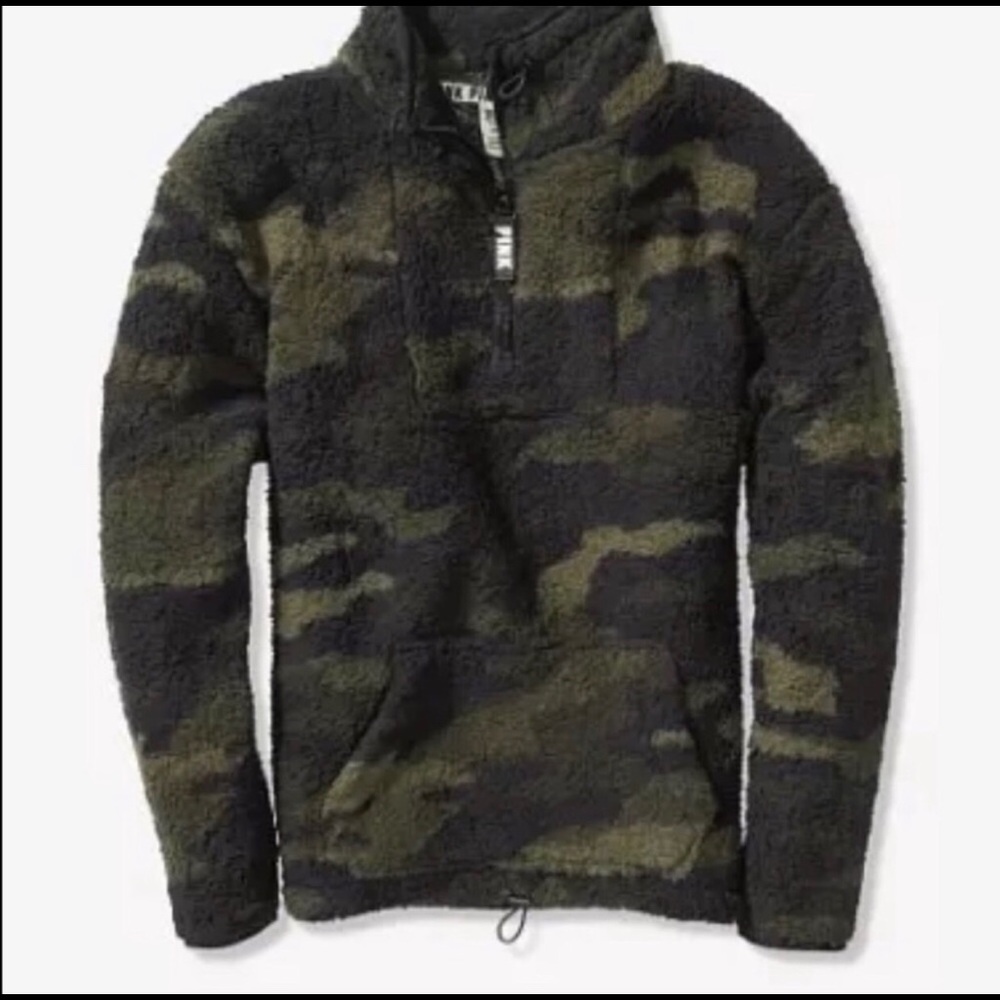 Victoria's Secret Pink Sherpa Quarter Zip Pullover